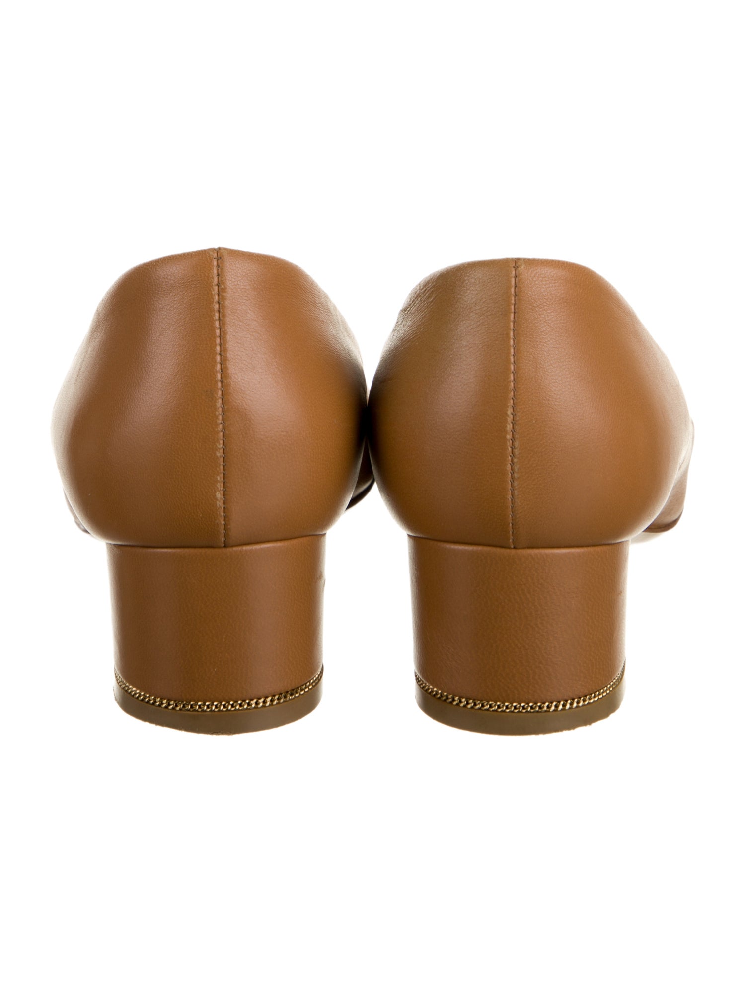 Salvatore Ferragamo Leather Chain-Link Accents Pumps